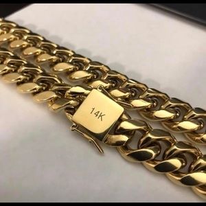 Men’s 14K Gold Plated (Stamped 14K) Cuban linked  Chain Necklace